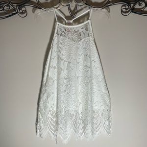 No Boundaries White Lace High-Neck Tank Top